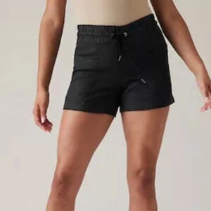 Athleta Cabo‎ 100% Linen 4” Short Black size 14 NWT